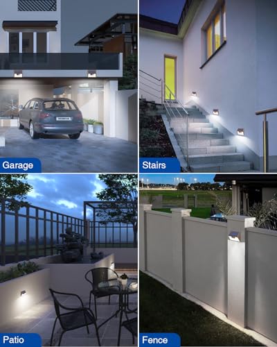 Image of Peasur Brown Solar Lights Outdoor Motion Sensor 8 Pack, Ultra-Bright 3 Mode 140LED Fence Security Light Waterproof, Solar Wall Lighting for Patio Yard Step House Outside Cool White