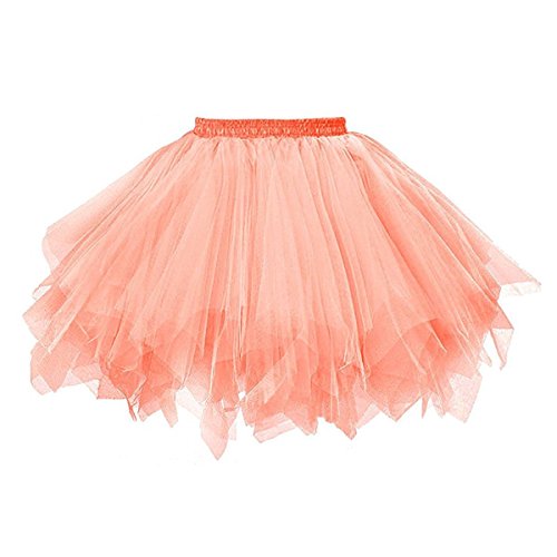 Karneval Erwachsene Damen 80s Tüllrock Tütü Röcke Tüll Petticoat Tutu Orange