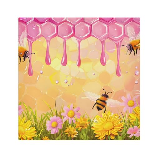 Servilletas de Tela Multicolor con Diseño de Abejas Pack de 6 miniatura 1