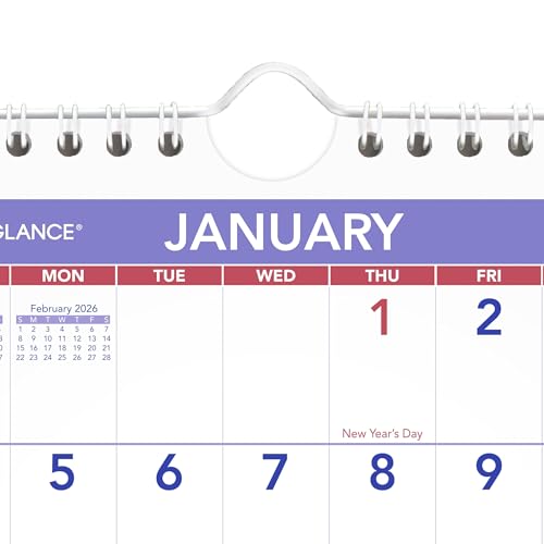 Image of AT-A-GLANCE 2026 Wall Calendar, 6-1 /2 inch x 7-1 /2 inch, Mini, Unruled Blocks (PM52826)