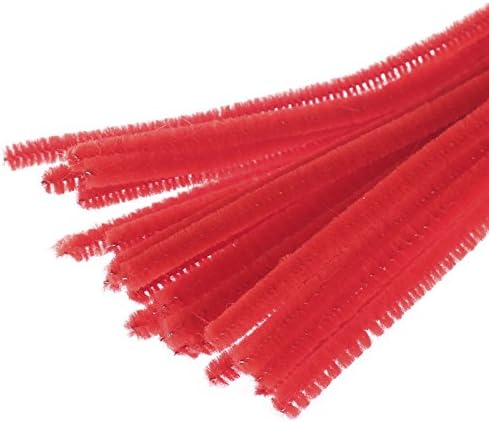 Bulk Pack of 400 Red Pipe Cleaners. Fuzzy Stick Chenille Stems for Christmas Valentine Arts and Crafts, Flowers, Animals, Figures and More - Size: 12 Inches Long x 6 mm Dia