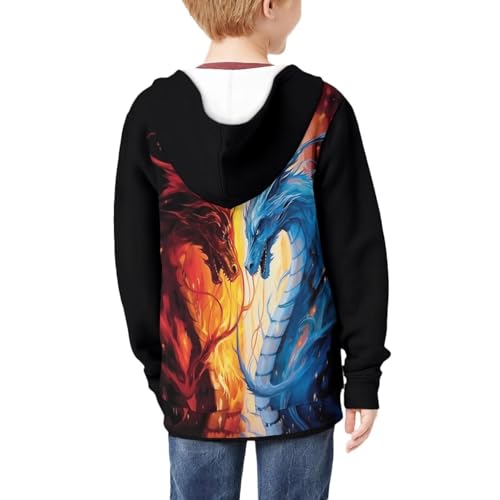 HUIACONG Dragon Sweatshirt Kids Zip Up Hoodie for Boys 11-13 Long Sleeve Jacket with Pocket Full Zipper Hooded Outerwear Coat Fall Top Pullover with Pocket Novelty Shirt2