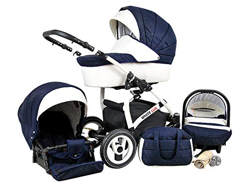 Cochecito de bebe 3 en 1 2 en 1 Trio Isofix silla de paseo Storm-White by SaintBaby Navy Blue 4in1 con Isofix + Silla Cover