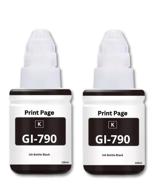Image of ANG GI 790 Premium Refill Ink Compatible for Printers G1000, G1010, G1100, G2000, G2010, G2100, G3000, G3010, G3100, G4010 (Black - 2 pcs) (135ml Each)
