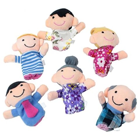 Finger Puppets Set Cute Happy Family Member Style Soft Plush Baby Story Time Finger Puppet for Children Shows Playtime Schools 6pcs Cover