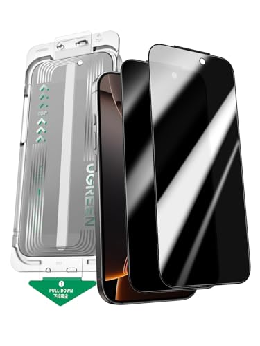 UGREEN 2 Pack for iPhone 17 Pro Max Screen Protector Privacy 6.9 with One-Pull Auto Installation Tool Zero Dust 100% Privacy Protection 1:1 Full Coverage Military Grade Tempered Glass