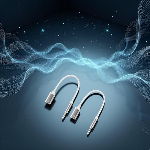 2 cables de audio 3.5mm macho a USB-C hembra plateado miniatura 4