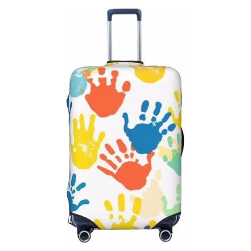 Kids Hand Print Print Luggage Suitcase Covers Elastic Washable Luggage Protector Luggage Covers For Suitcase