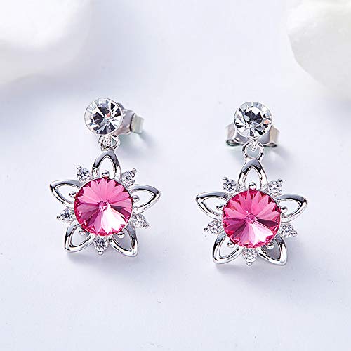 Boucles d'oreilles cristaux forme fleur argent pour look chic - 6
