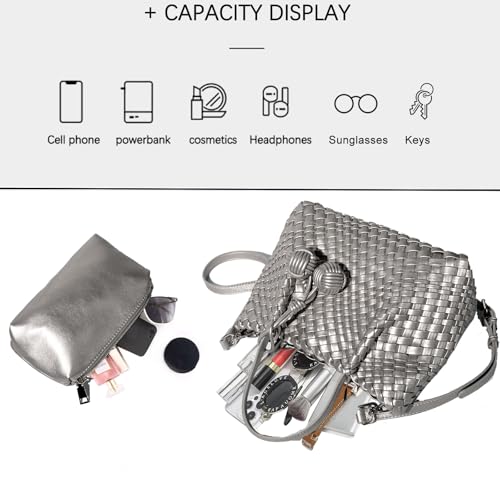 Image of Woven Tote Bag for Women, Hobo Bag for Work, Large Beach Travel Handbags and Purses, Retro Shoulder Bag, Shopping Bag