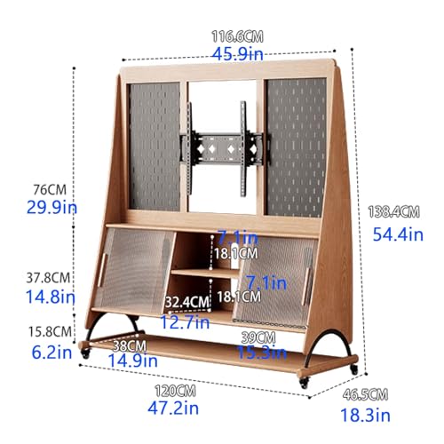 Soporte móvil para TV con estante ajustable y ruedas miniatura 2