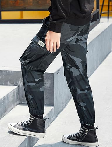 Panegy Boys Cargo Pants Drawstring Elastic Waist Joggers Trousers Cuffed Ankle Casual Streetwear 7-16 Years2