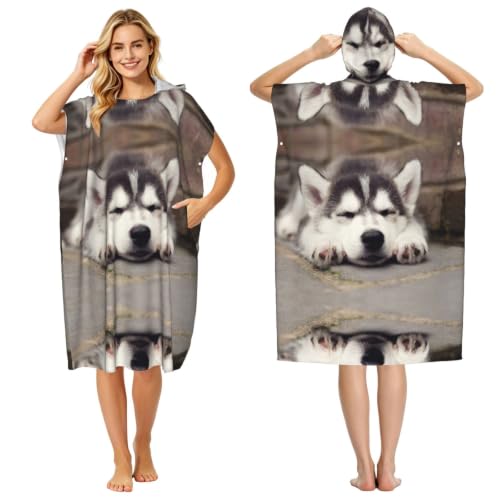 Poncho à capuche de natation husky idéal pour l'été et la plage - 2