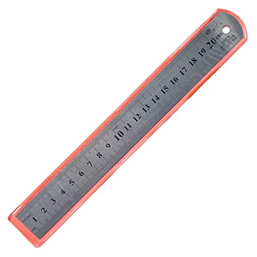 Regla metalica de 20 cm con doble escala métrica y imperial, escalas grabadas en laser. Ideal para manualidades, escuela, oficina o bricolaje.