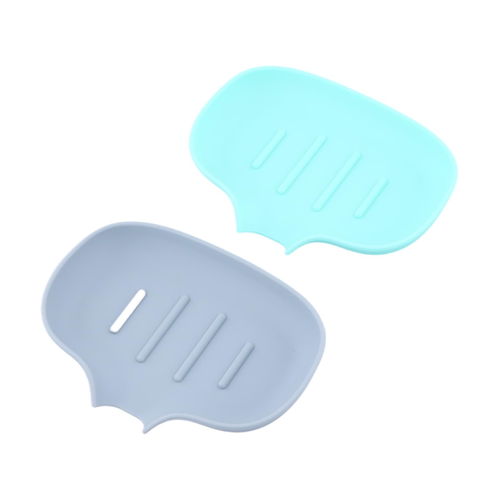 FooYee 2PCS Soap Dish with Drainage, Silicone Self Draining Soap Dish for Shower, Soaps Dishes Holder for Shower, Bathroom & Kitchen, Keep Soap Dry & Easy Cleaning, 14.5 * 9cm(Grey and Green)
