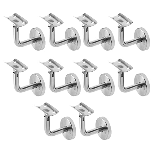 Gimisgu 10pcs Support de Main Courante d'Escalier en Acier, Acier Inoxydable Supports de Rampe Main Courante Supports Muraux, Main Courante d'escalier Intérieur et Extérieur, 49x49mm