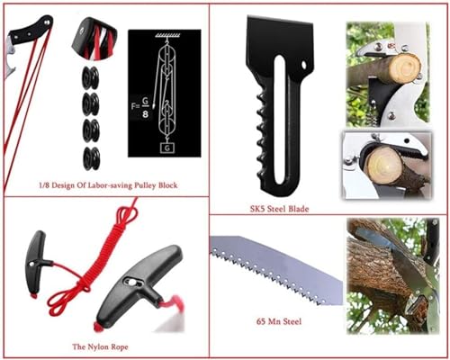 NAKEAH Telescopic Pole Saws, Professional Tree Pruners Extendable Pruning Saw Gardening Landscaping Branch Saw Lopper Tools Telescopic (Size : 7.2m) - Image 5