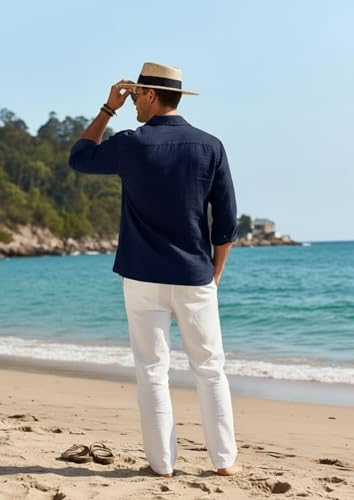 Image of Combo of Men's Casual Cotton Blend Shirt || Long Sleeve Button Down with Spread Collar | Lightweight Breathable Fabric | Stylish Solid Shirt for Beach, Office & Everyday Wear Pack of 2