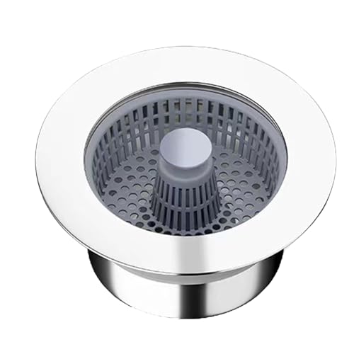 Colador De Drenaje 3 En 1 Para Fregadero De Cocina, Tapón Desplegable De Acero Inoxidable 304 Con Cesta De Abs, Filtro Antiobstrucción De 3.5 Pulgadas, Desmontable