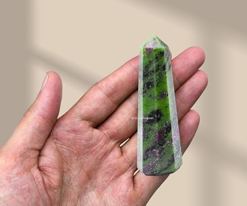 Image of Certified Ruby Zoisite Crystal Tower Obelisk Point For Chakra, Healing And Balancing - Aaa Grade Original Certified Gemstone Agate For Reiki Meditation Yoga Spiritual (3-4 Inches)
