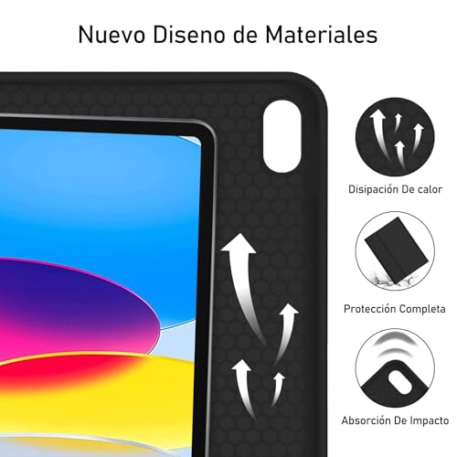 Hofsos Funda con Teclado para IPad A16 11 Generació 2025 / IPad 10 Generación 2022 (11/10.9 Pulgadas) - QWERTY Español Ñ Teclado, Magnético Desmontable Funda con Portalápices para ipad 10/11 Gen Negro
