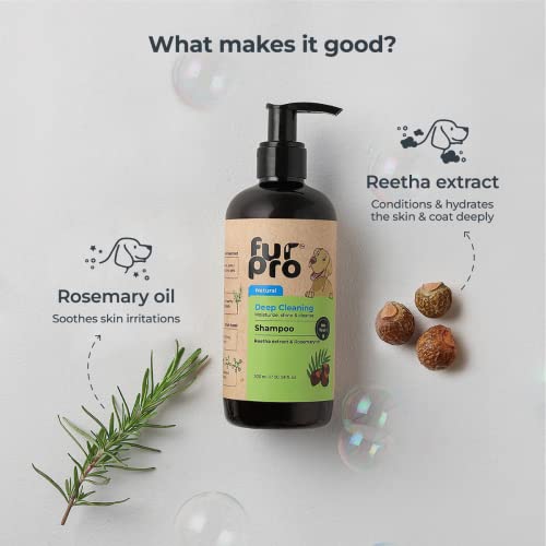 Image of Deep Cleaning Shampoo for Dogs & Cats - Natural Shampoo with Rosemary Oil for Healthy Skin & Coat - Witch Hazel for Soothing Itchy Skin, Controls Bacteria & Bad Odour - 300ml