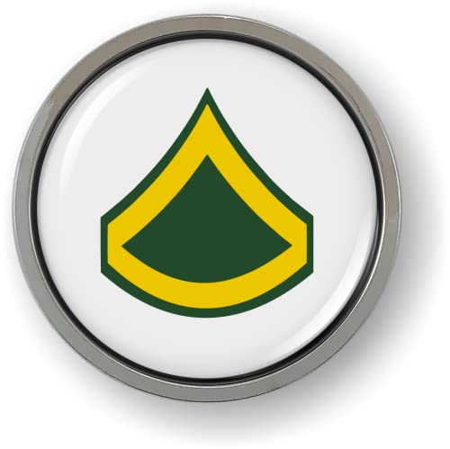 Image of US Army Rank CAR Emblem Badge Metal Bezel - Private First Class E-3 (PFC) | Official U.S. Army Licensed Product, 3D Domed, Enlisted Soldiers Insignia Chrome Sticker, made by BestLicensePlateFrames