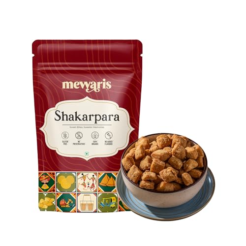 Image of MEWARIS Shakarpara Sweet Snack | Traditional Indian Namkeen | Crispy Sugar Coated Bites | Tea-Time Munching Snack for Adults | Festive Mithai | Crunchy Sweet Treat | 250g Pack of 1
