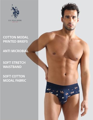 Image of U.S. Polo ASSN. Men PB005 Cotton Modal Printed Premium Underwear Brief -Pack of 1