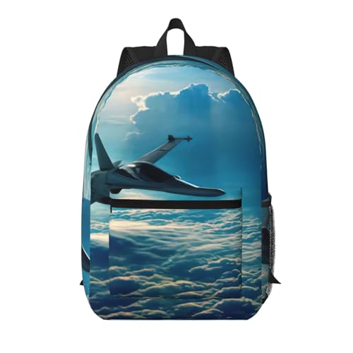 Sac à dos voyage avion chasse noir 43 cm bagage cabine léger avec poches fonctionnelles