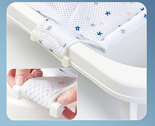 Image of Breathable Mesh Newborn Baby Bath Mat Floating Foam Baby Tub Pillow Adjustable Non-Slip Bath Seat Pad Bath Cushion for Bathtub for 0-18 Months (Style 2-Blue(mesh)) (White)