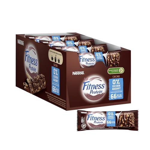 FITNESS Protein Cacao Barrette Cereali Integrali al Cacao, 24 Barrette da 20g (480g)
