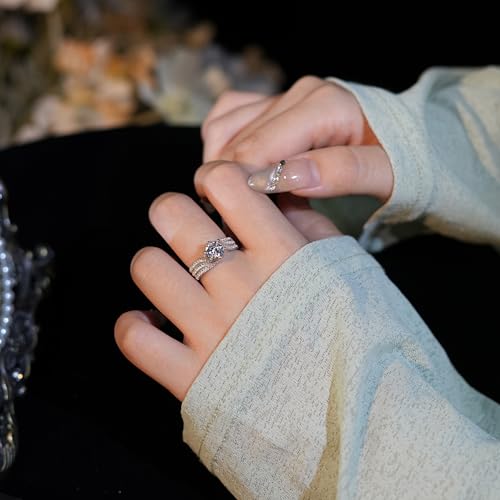 1 Carat/3 Carat/5 Carat Moissanite Women's Engagement Ring, D Color VVS1 Clarity Stone Engagement Ring 925 Silver Plated 18K White Gold Round Moissanite Wedding Band3