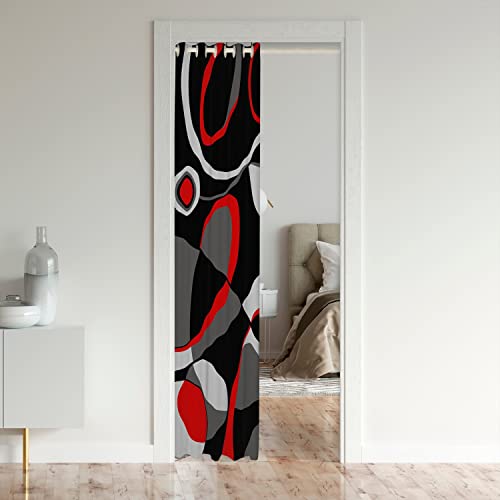 Geometric Strip Lines Door Curtain for Doorway Window Treatments for Couch Abstract Window Treatments s Luxury Art Room Divider Curtain Cover 132x203cmRed Grey Black - Image 3