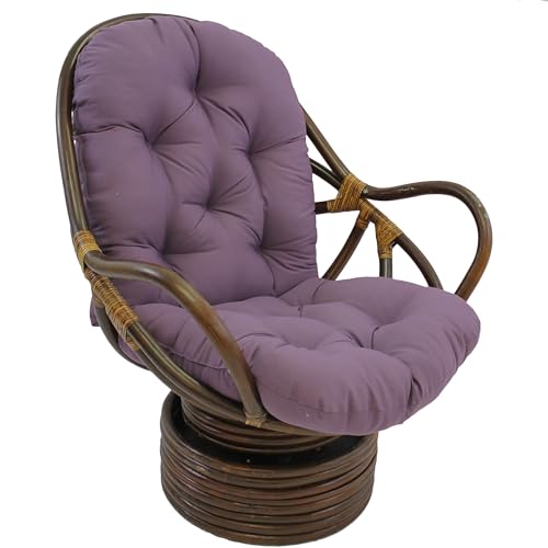 Image of Blazing Needles Solid Twill Swivel Rocker Chair Polyester Cushion, 48" x 24", Grape