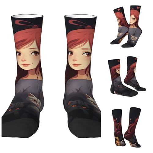 LZQPOEAS loves cats Athletic Socks Unisex Cushioned Crew Socks Hiking Running Calf Sock Soft Above Ankle Sock