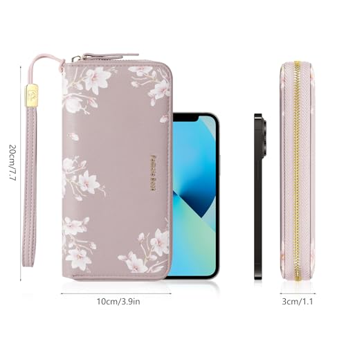 Image of Pomelo Best Wristlet Women Wallet Floral RFID Clutch Purse | Vegan Leather, Multi Credit Card, Large Capacity Zip Around Long Travel Wallets with Coin and Phone Pocket for Ladies