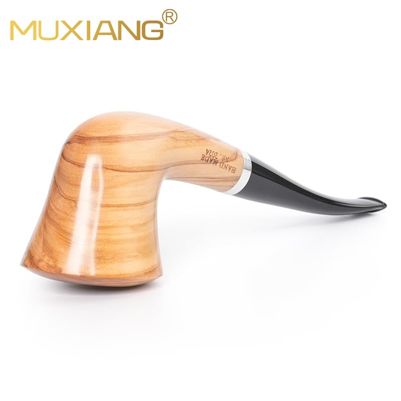 MUXIANG Handgefertigte Tabakpfeife aus Olivenholz, einzigartige Holzröhren, AB0006