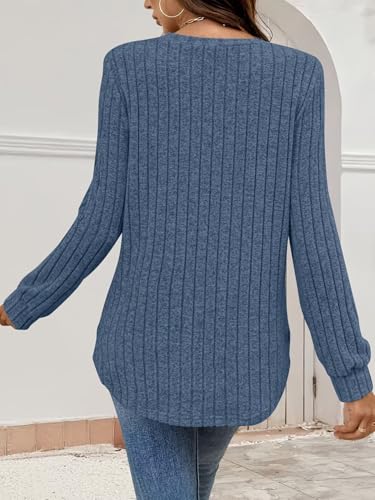 Bliwov Womens Long Sleeve Shirts Fall Tunic Top CrewNeck Dressy Casual Outfits Loose Pullover Sweaters Blouse Fashion Clothes4