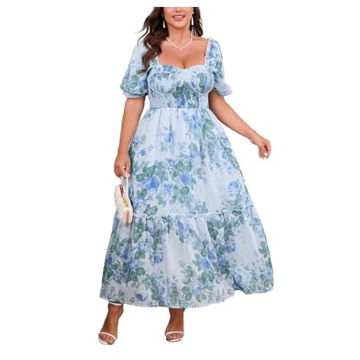 Plus Size Smocked Floral Dress