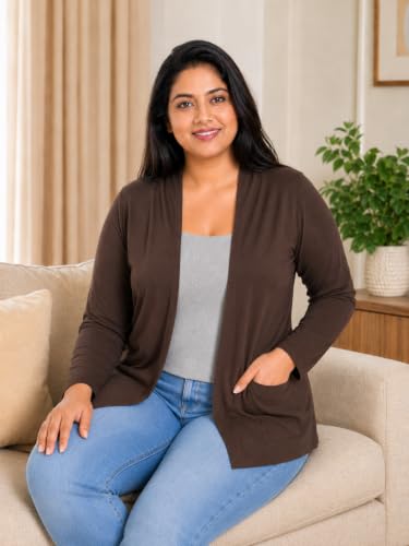 Image of In Love Women's Solid Open Front Shrug with Pockets