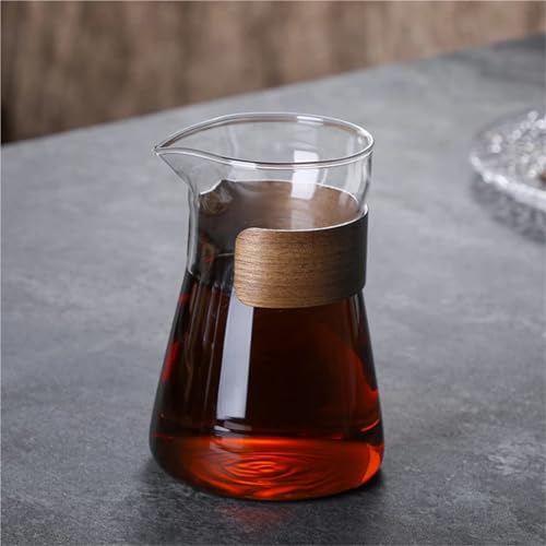 WSQHAO Cafetera de cristal con asa madera resistente al calor, 500 ml/16 oz para Café(Flat glass)