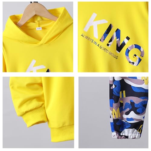 Image of KIDLAGA Toddler Boy Clothes Long Sleeve Hoodie Sweatsuits Tops and Pants Boys Fall Winter Color Block Outfits Set 5-12 Years