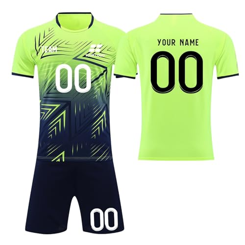 Camiseta de fútbol personalizada para hombre con número, traje de entrenamiento para niños y niñas, 2-verde fluorescente, 32