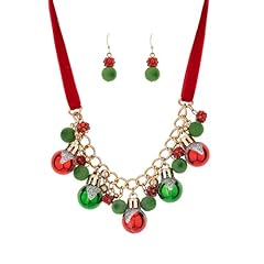 Ornament Rhinestone Ribbon Necklace and Earring Set
