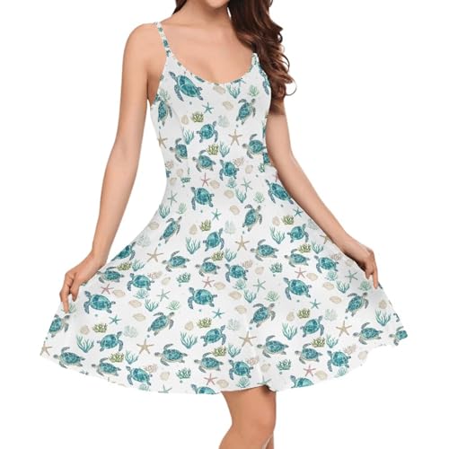 Image of Biyejit Women Casual Loose Dress Strap Long Summer Beach Swing Dress