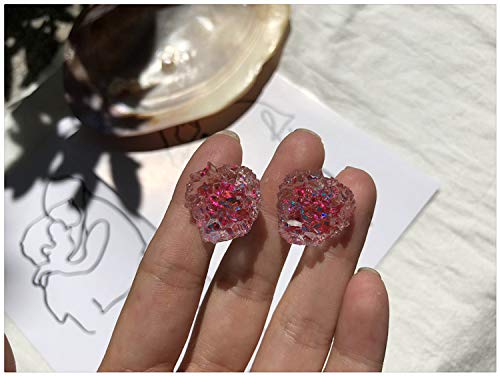 Chwewxi Recommended ~ suitable for summer color mine earrings crystal earrings cute irregular earrings, J25 rose powder earrings pair