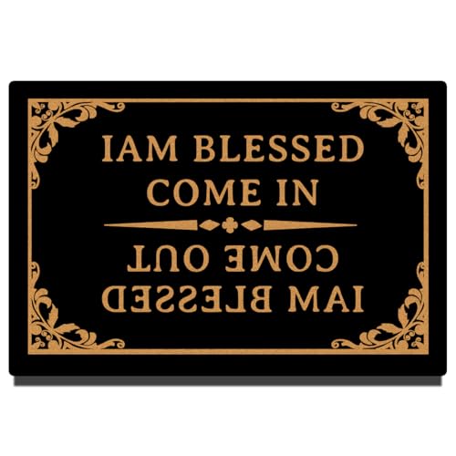 Accssoey �t�@�j�[�E�F���J���h�A�}�b�g I AM Blessed Coming I AM Blessed Going Out Bless�h�A�}�b�g �t�@�u���b�N�g�b�v ����~�߃S���o�b�N 16�C���` X 60.04cm