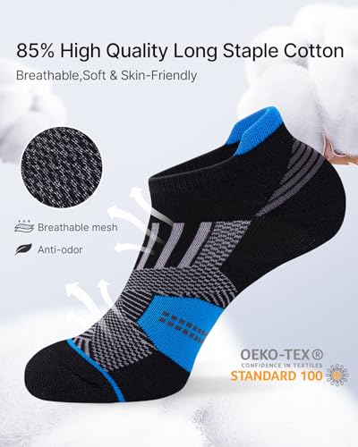 Mens Low Cut Ankle Socks, Moisture Wicking Cotton Casual Short Socks, Breathable ＆ Comfy, 6 Pairs3