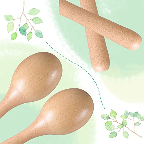 Looikoos Percussion Maracas Pair Or Shakers Rattles ,Large Wood Rumba Shakers Rattles Great Musical Instrument With Salsa Rhythm For Party,Games. (Natura) #TOP4